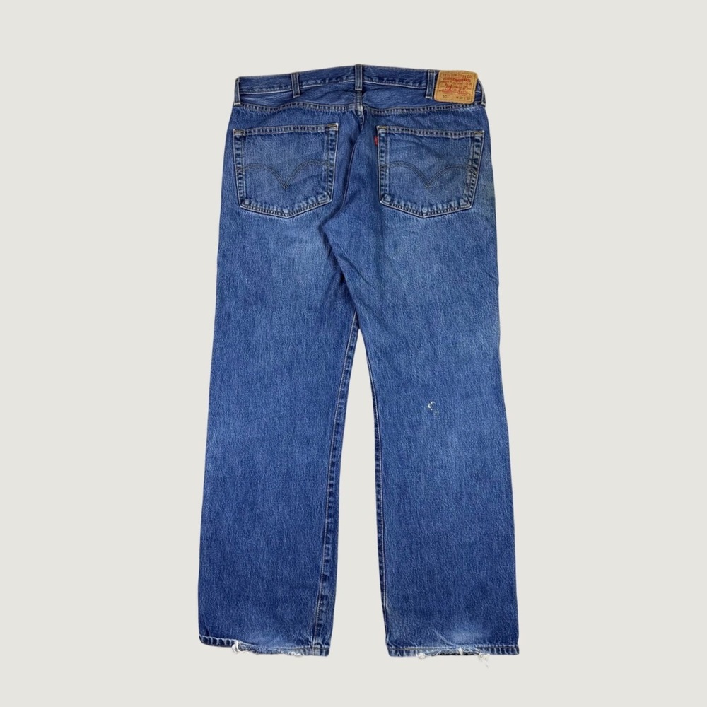 Levis 501 Original Fit Jeans Mens 38x32 Blue Straight Leg Denim Button Fly Dist